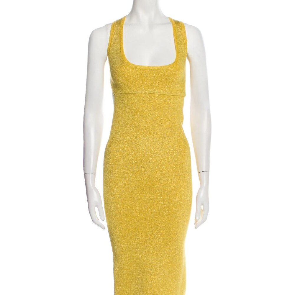 NWT DUNDAS Metallic Scoop Neckline Backless Long Dress M